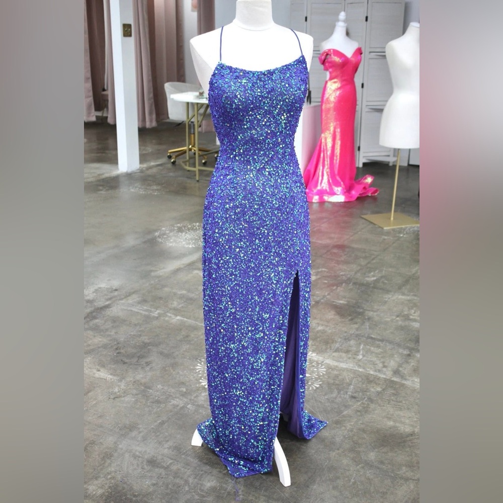 Elegant Blue Sequin Maxi Dress